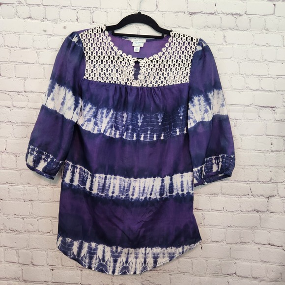Calypso St. Barth for Target 100% Silk Tie Dye Balloon Sleeve Blouse Women's XS - Picture 1 of 6